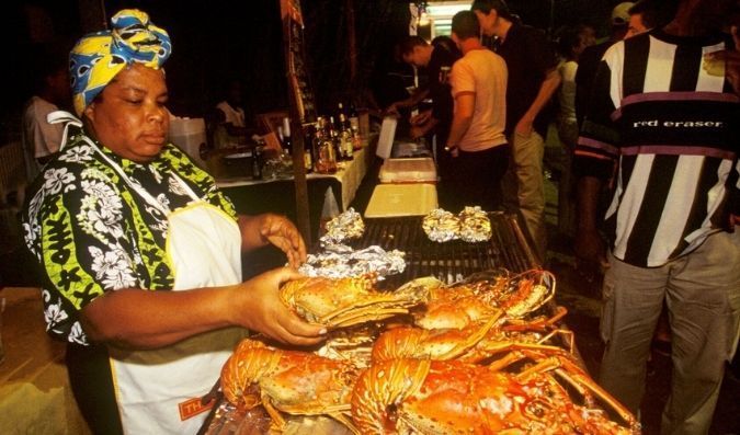 cooked fish and a cold beer