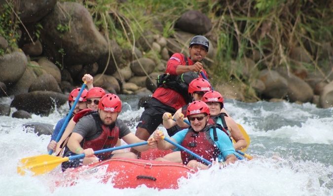 rafting down a beautiful river