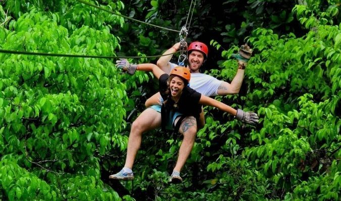 Ziplining with family members